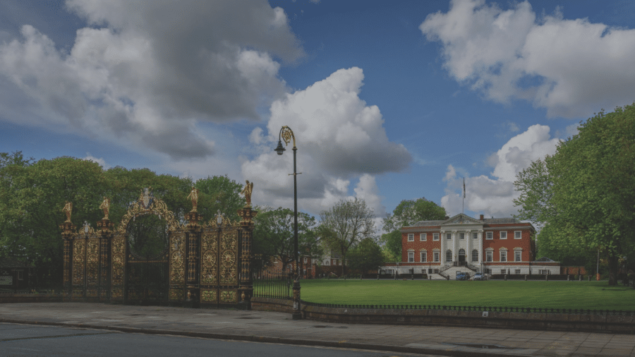 Warrington town hall and golden gates
