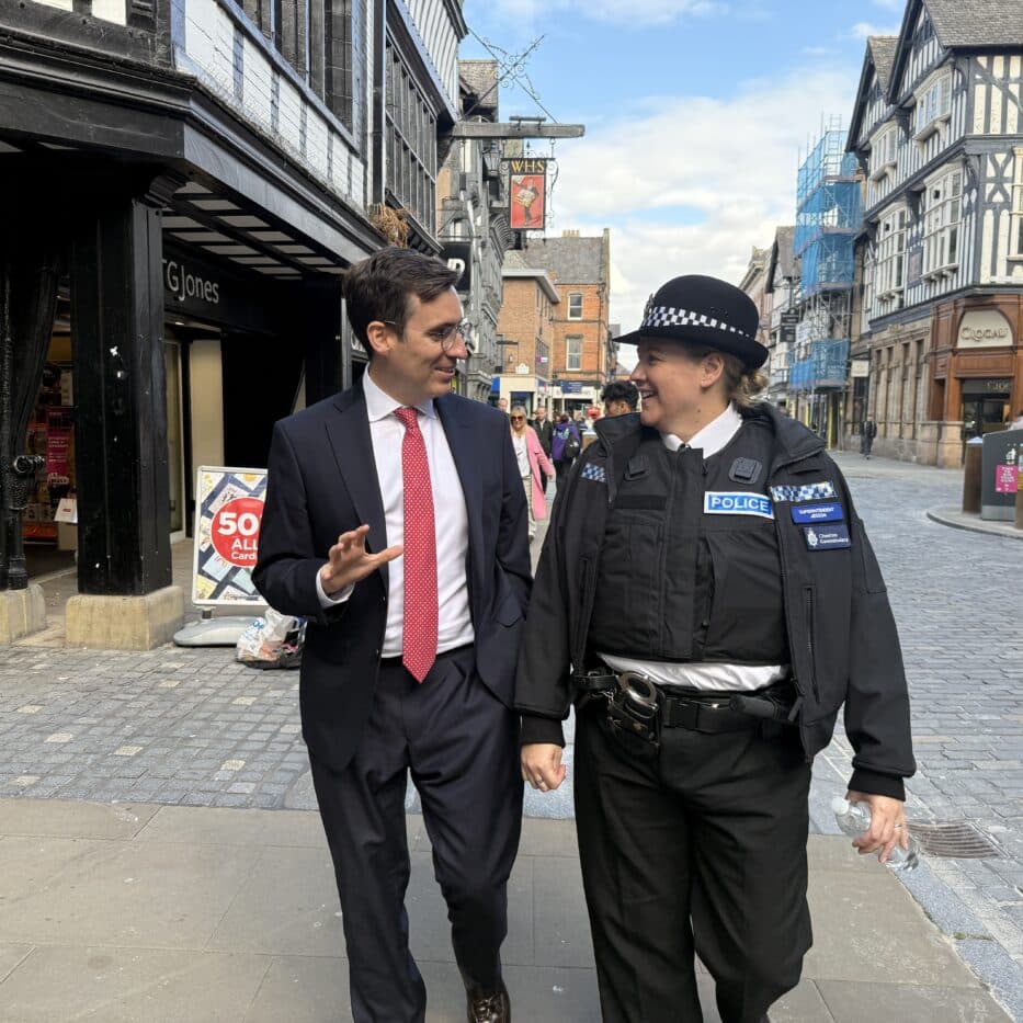 Dan Price with Superintendent Claire Jesson in Chester