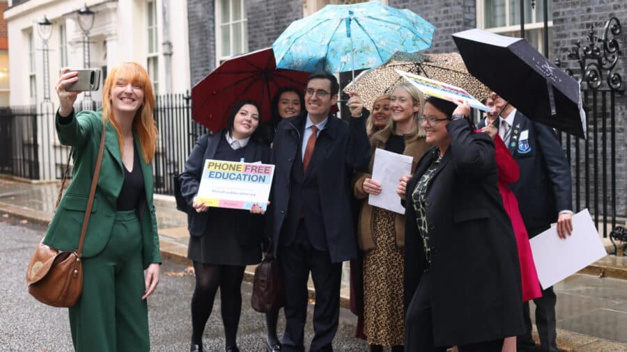 Charlotte, Dan Price, Gemma, Esther Ghey stood outside No10.