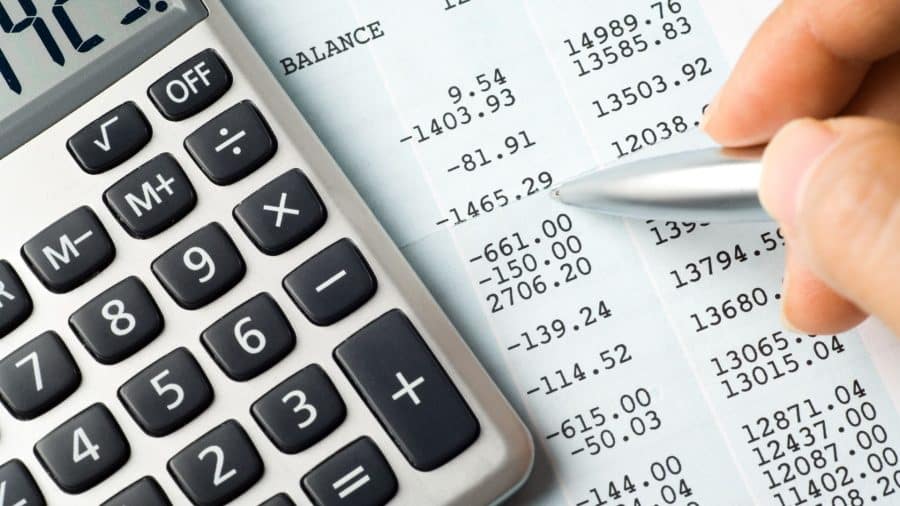 Calculator and a balance sheet