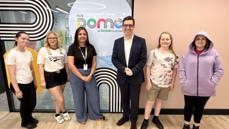 Dan Price and young people at Crewe Dome