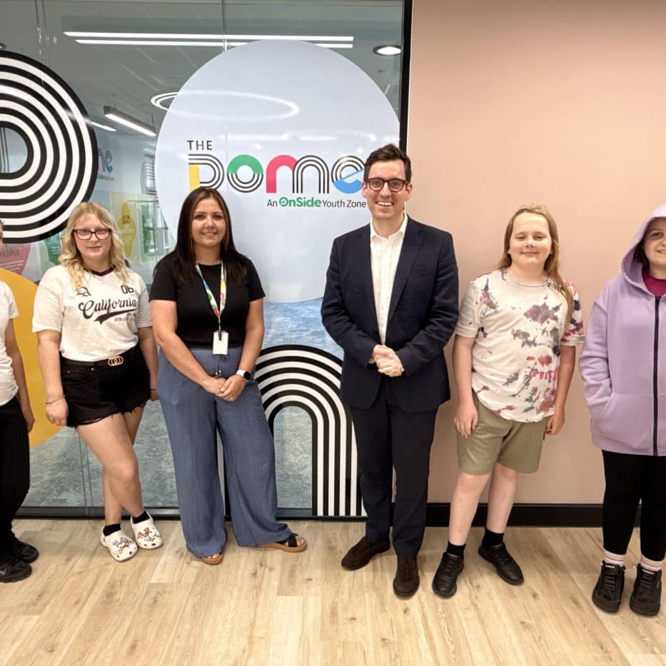 Dan Price and young people at Crewe Dome
