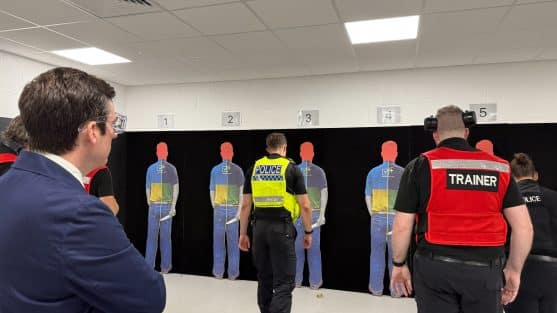Dan Price, a taser trainer and and officer on the training taser range