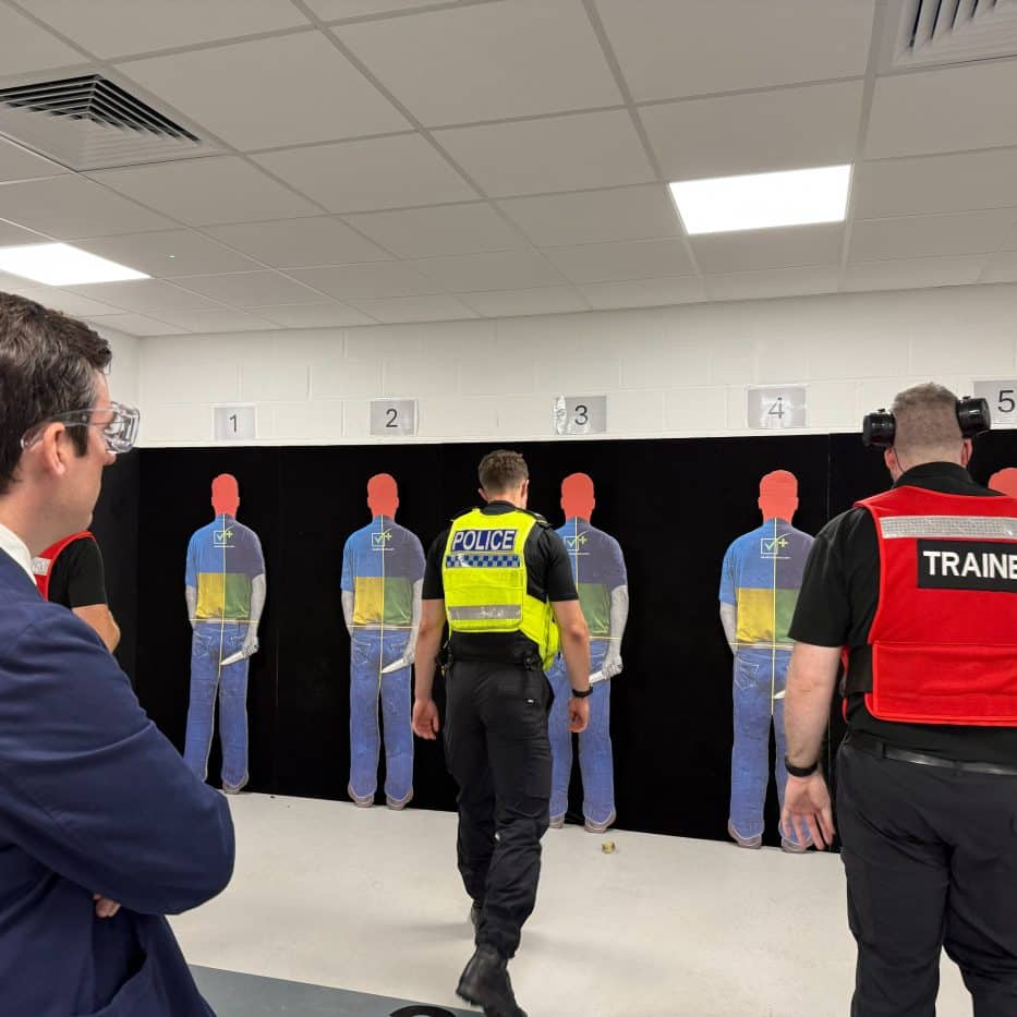 Dan Price, a taser trainer and and officer on the training taser range